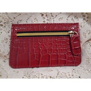 EUC B-Low The Belt Red Faux Croc Embossed Card Holder Wallet With Zipper